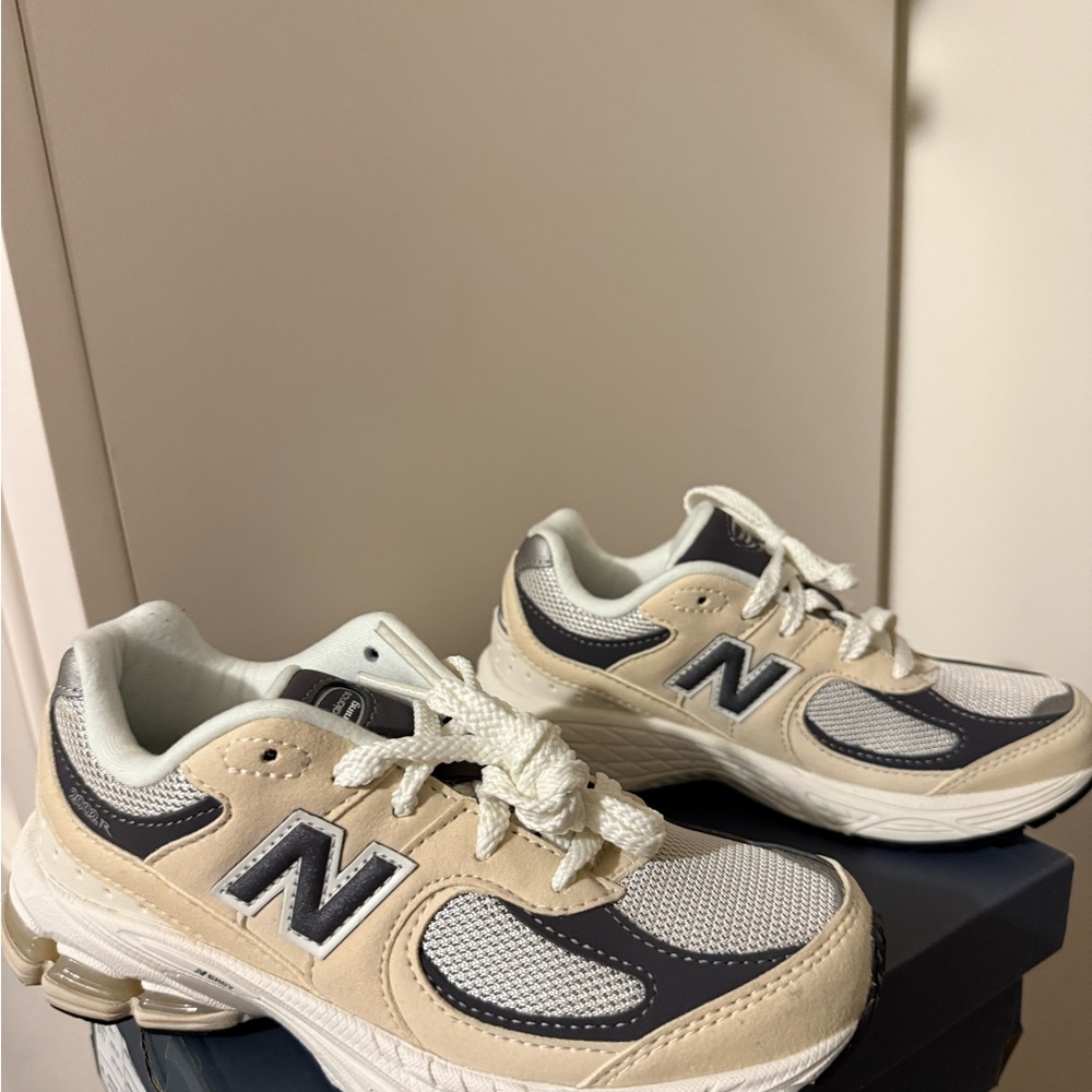 New Balance 2002 Beige and Dark Gray Sneakers